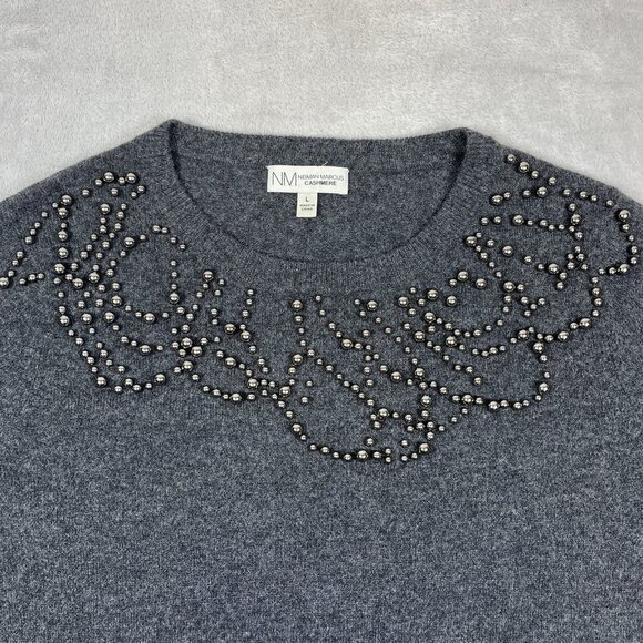 Neiman Marcus Sweater Womens 100% Cashmere Sweater Size L, Pearlized beading Lux - Picture 3 of 8
